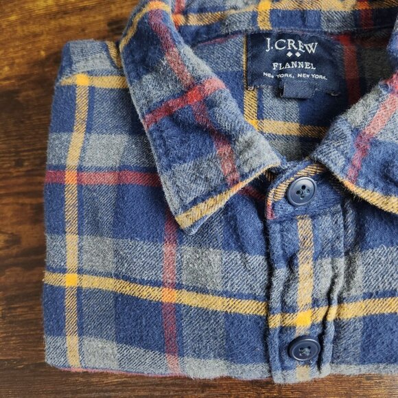 J Crew Shirt Mens Medium Blue Red Plaid Flannel Long Sleeve Button Front Cotton - Picture 10 of 10